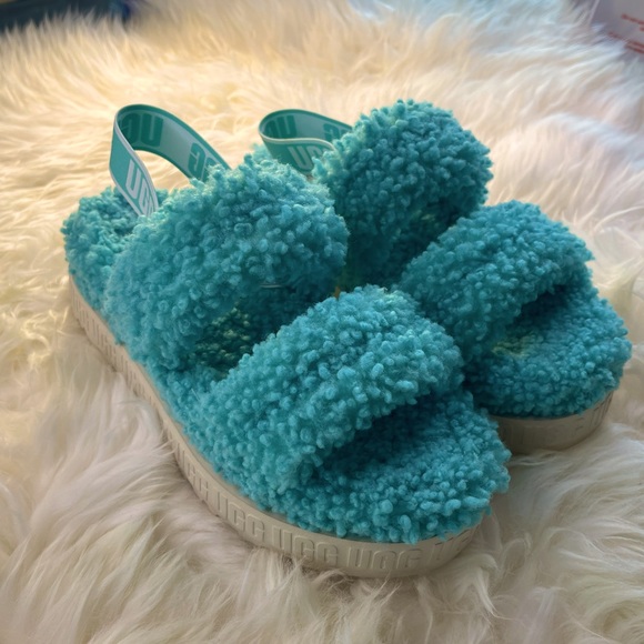 Ugg Oh Fluffita Strappy Sandal Slipper Slides, Green Size 9 - Picture 7 of 9